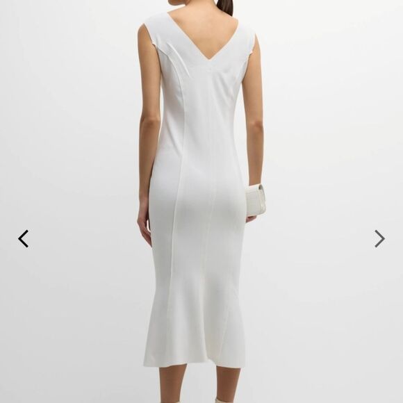 Norma Kamali Grace Fishtail Snow White Medium Wedding Cocktail Dress NEW - Picture 3 of 12